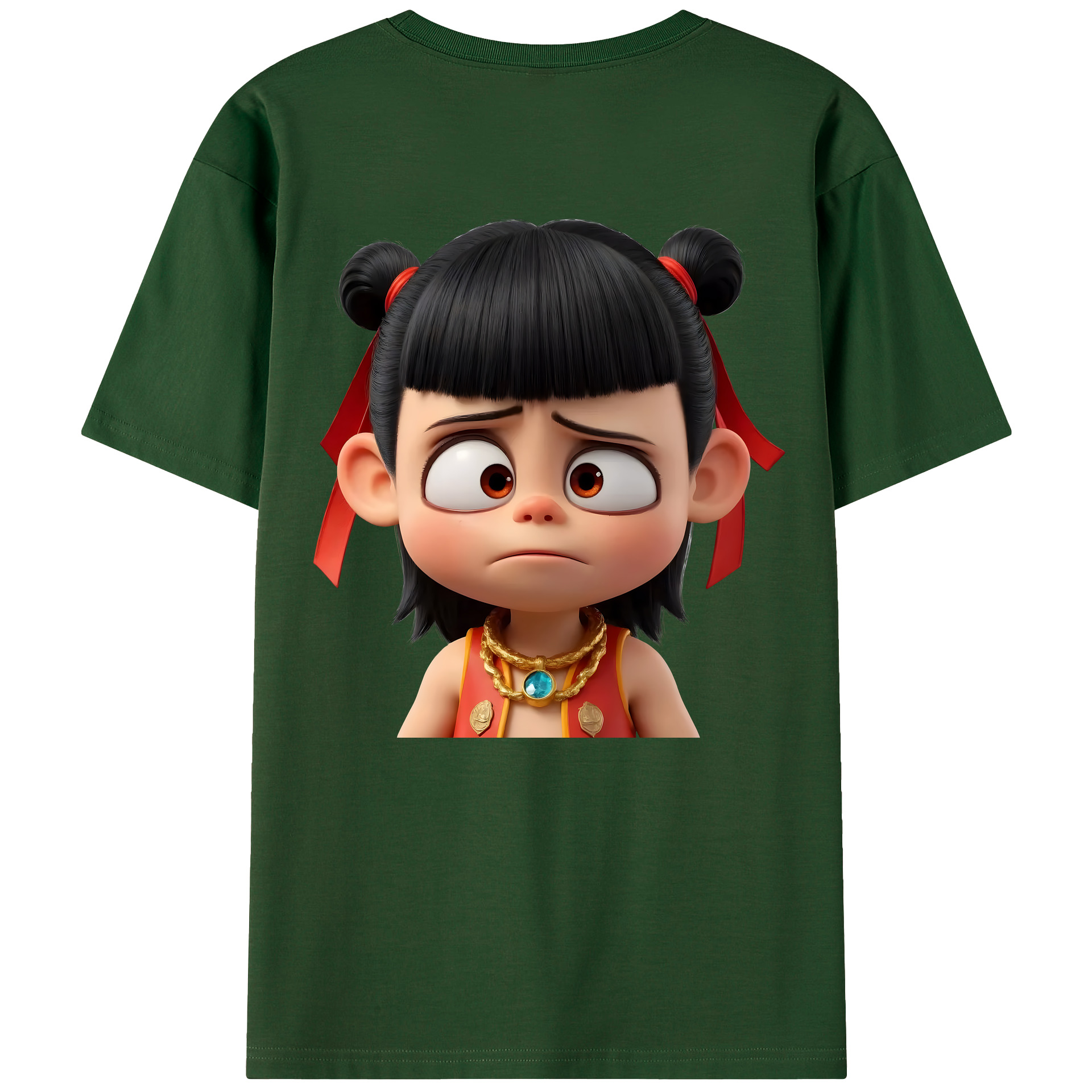 （画像用） Ne Zha 2 ナタ 魔童の大暴れ 綿100％半袖Tシャツ（背面プリント）
